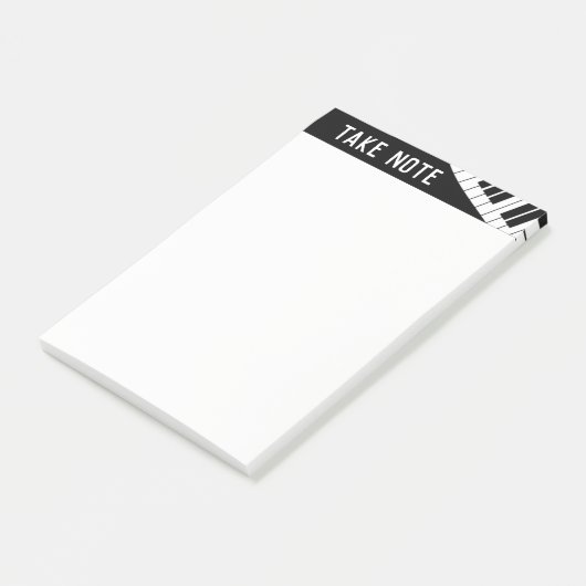 "Take Note" Musical Piano Black and White Post-it Klebezettel (angewinkelt)