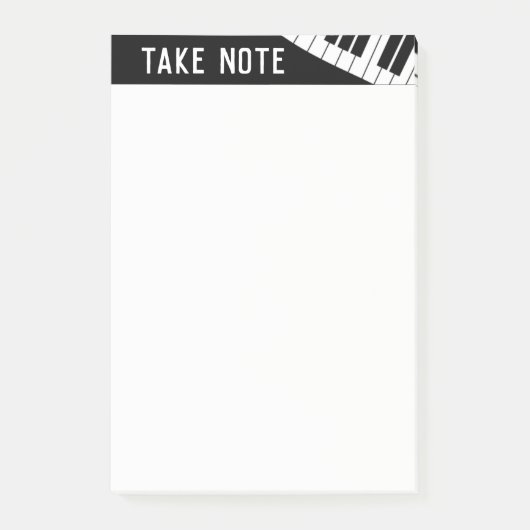 "Take Note" Musical Piano Black and White Post-it Klebezettel (Vorderseite)