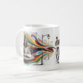 Take On Me Mädchen liest Comic World Mug Kaffeetasse (Vorderseite Links)