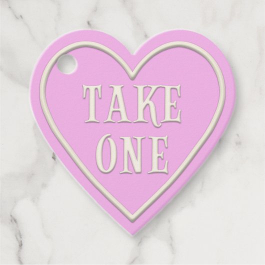 "Take One" Tea Party Rosa Herz personalisiert Geschenkanhänger (Vorderseite)