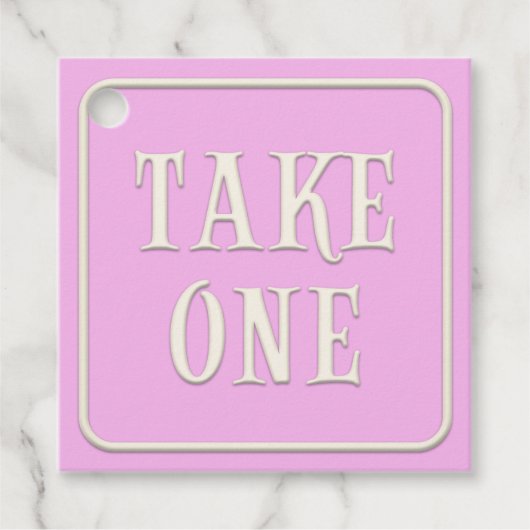 "Take One" Viktorianisch Tee Party Pink Square Cus Geschenkanhänger (Vorderseite)