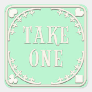 "Take One" Wonderland Tee Party Einladung Grün Quadratischer Aufkleber
