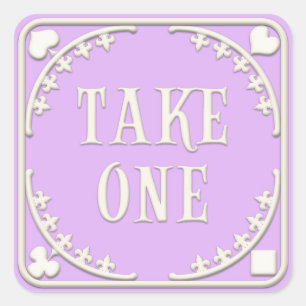 "Take One" Wunderland Tee Party Bezaubernd Lila Quadratischer Aufkleber