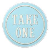 "Take One" Wunderland Tee Party Pastel Blue Keramikknauf (Vorderseite)