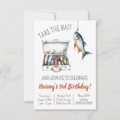 Take the Bait, Fishing Themed Birthday Party Einladung (Vorderseite)