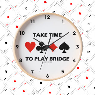 Take Time To Play Bridge (Four Card Suits) Runde Wanduhr