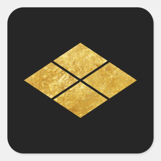 Takeda kamon Japanisch Samurai-Imitate Gold Quadratischer Aufkleber (Vorderseite)