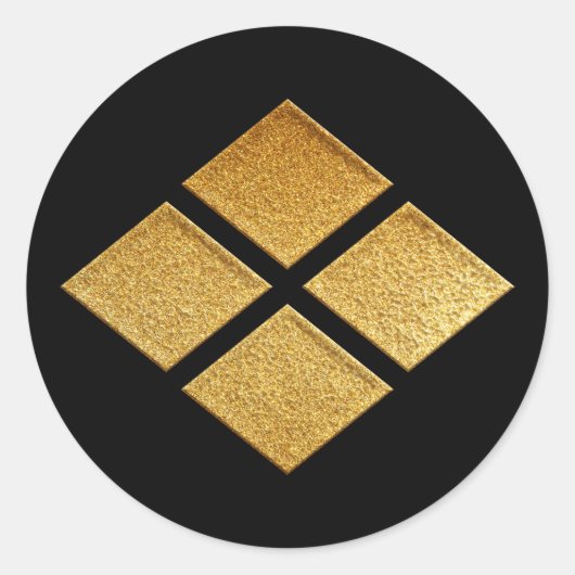 Takeda Kamon Takeda Bishi in Gold Runder Aufkleber (Vorderseite)