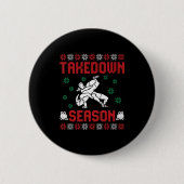 Takedown Season Girls Wrestling Ugly Sweater Chris Button (Vorderseite)