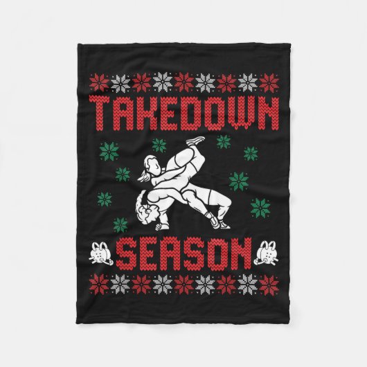 Takedown Season Girls Wrestling Ugly Sweater Chris Fleecedecke (Vorderseite)