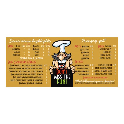 Takeout Menüschablone 4x9.Italian.Chef.Pizza 2 Werbekarte (Hinten)