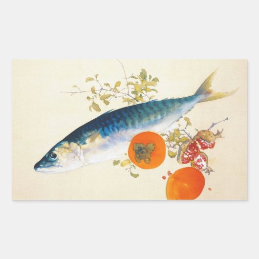 Takeuchi Seiho - Herbstmaste Fische und Ripens Rechteckiger Aufkleber (Vorderseite)
