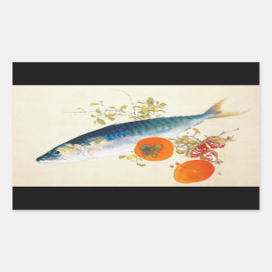 Takeuchi Seiho - Herbstmaste Fische und Ripens Rechteckiger Aufkleber