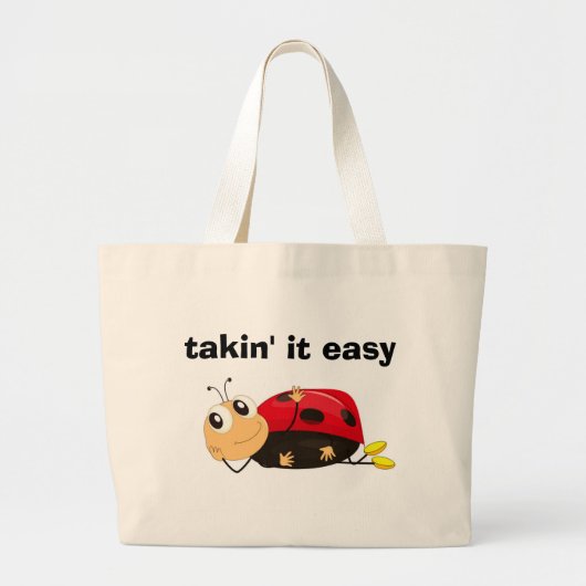 "TAKIN' IT LEICHT" LADYBUG JUMBO STOFFBEUTEL (Vorne)