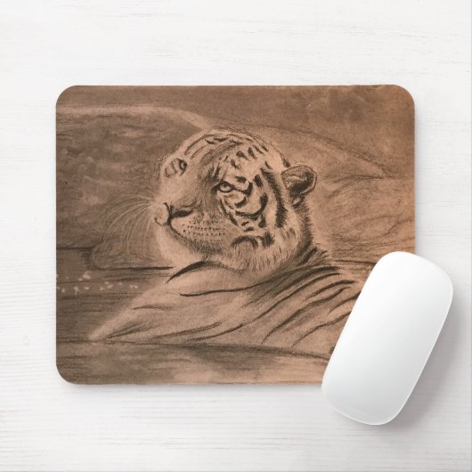 "Taking A Dip" tiger mousepad (Mit Mouse)