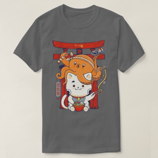 Tako und Neko Restaurant T-Shirt (Design vorne)