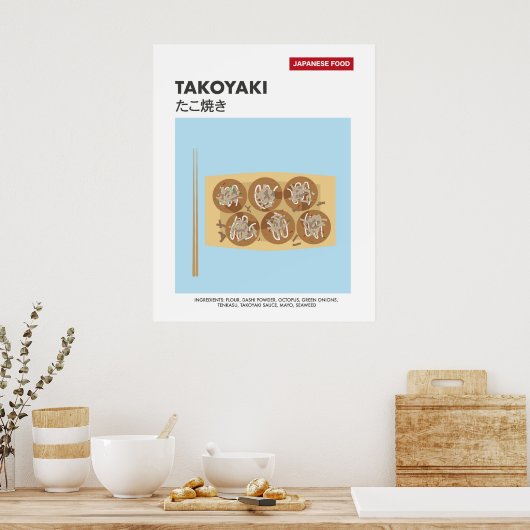 Takoyaki, Octopus Ball, japanische Lebensmittelrei Poster (Küche)