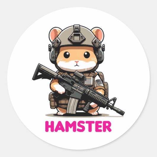 Taktischer Hamster Runder Aufkleber (Vorderseite)