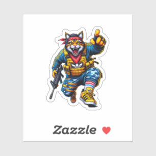 "Taktischer Tabby - Armed & Furry" Aufkleber