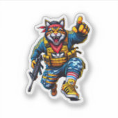 "Taktischer Tabby - Armed & Furry" Aufkleber (Vorderseite)