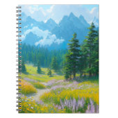 Tal Blühen mit Blume und Pinienbäumen Notizblock (Vorderseite)