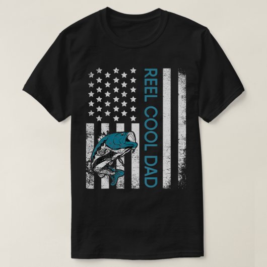 Tal cool Papa USA Flaggen Fischer Papa Vater da T-Shirt (Design vorne)