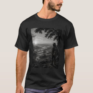 Tal des Morgens Schwarz-Weiß-Wanderer Gitarre Natu T-Shirt