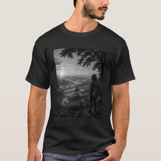 Tal des Morgens Schwarz-Weiß-Wanderer Gitarre Natu T-Shirt
