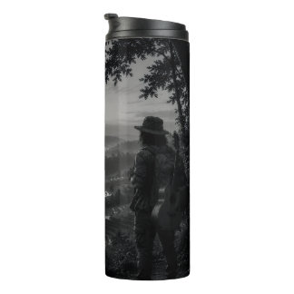 Tal des Morgens Schwarz-Weiß-Wanderer-Reisebecher Thermosbecher