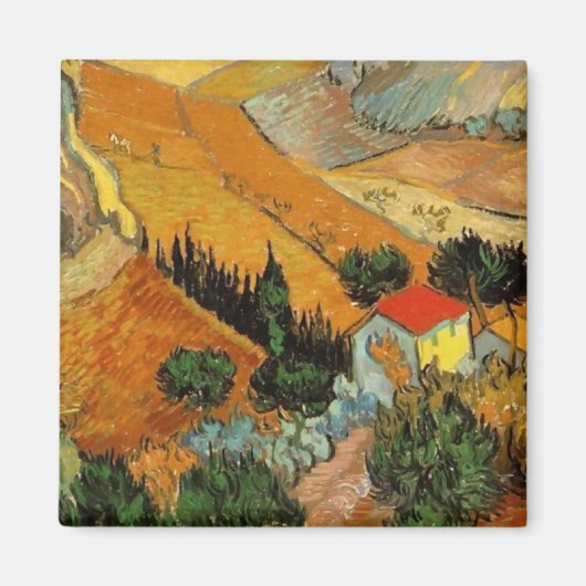 Tal mit Plowman (F727)Van Gogh Fine Art Magnet (Vorne)