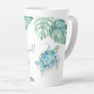 Tal Tropical Turquoise Blue Watercolor Sea Turtle Milchtasse