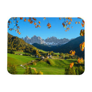 Tal Val di Funes im Herbst rechteckiger Magnet