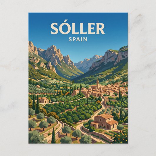 Tal von Sóller Spanien Postkarte (Vorderseite)
