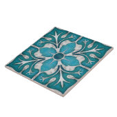 Talavera 01 Teal Blue Grey Mediterranean Floral Fliese (Seite)