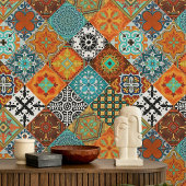 Talavera 01 Teal Blue Grey Mediterranean Floral Fliese