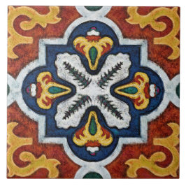 Talavera 03 Rot Gelb Blau Mediterrane Geometrie Fliese