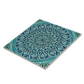 Talavera 05 Turquoise Blue Mediterranean Rosette Fliese (Seite)