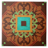 Talavera 08 Rust Blue Brown Mediterranean Geo Fliese (Vorderseite)