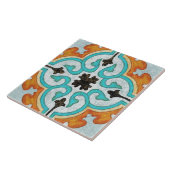 Talavera 09 Orange Grau Aqua Mittelmeer Geo Fliese (Seite)