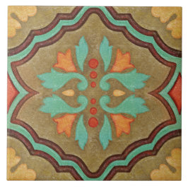 Talavera 13 Olive Green Aqua Mediterranean Floral Fliese