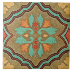 Talavera 13 Olivgrün Aqua Mittelmeer Floral Fliese