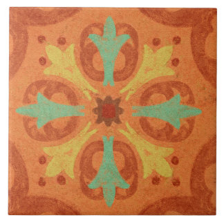 Talavera 16 Orange Rost Aqua Mittelmeer Geo Fliese
