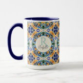 Talavera azulejo blaue Bridesmaiergeschenke Monogr Tasse (Links)