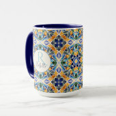 Talavera azulejo blaue Bridesmaiergeschenke Monogr Tasse (Vorderseite Links)
