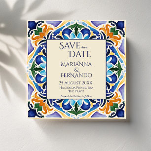 Talavera Azulejo Blaue Fliese Vintage Mexikanische Save The Date