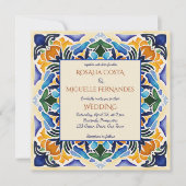 Talavera azulejo blaue Kachel Vintag mexikanische Einladung (Vorderseite)