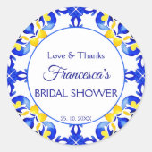 Talavera azulejo blauen Fliesen Brautparty bevorzu Runder Aufkleber (Vorderseite)