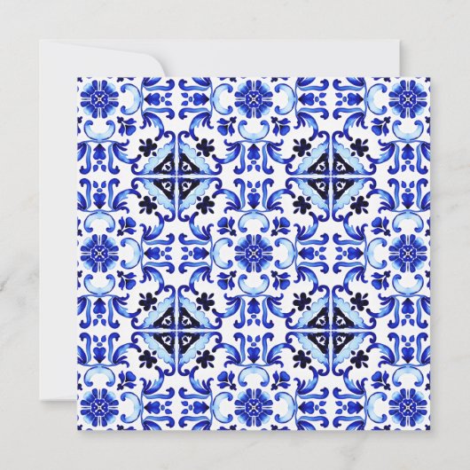Talavera azulejo blauen Fliesen Mexikanisches Brau Einladung (Rückseite)