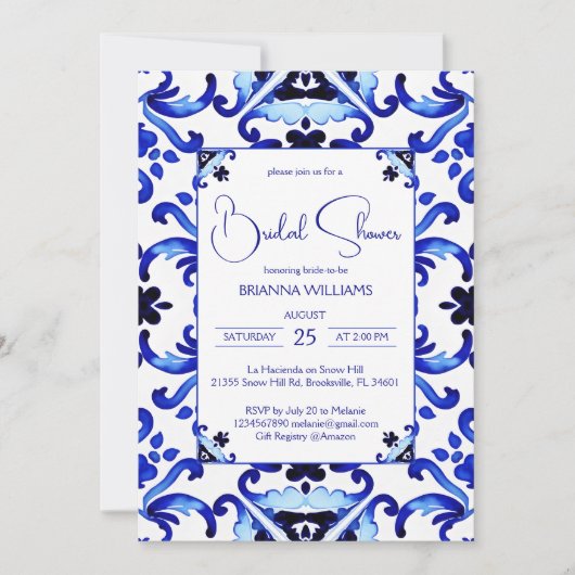 Talavera azulejo blauen Fliesen Mexikanisches Brau Einladung (Vorderseite)