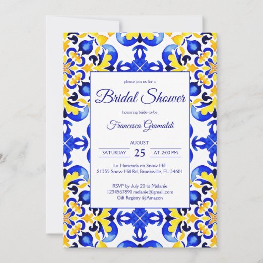 Talavera azulejo blauen Fliesen Mexikanisches Brau Einladung (Vorderseite)